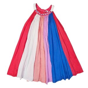 Marks & Spencer M&S Cotton A-Line Colorblock Striped Trapeze Dress 6-7 HOST PICK